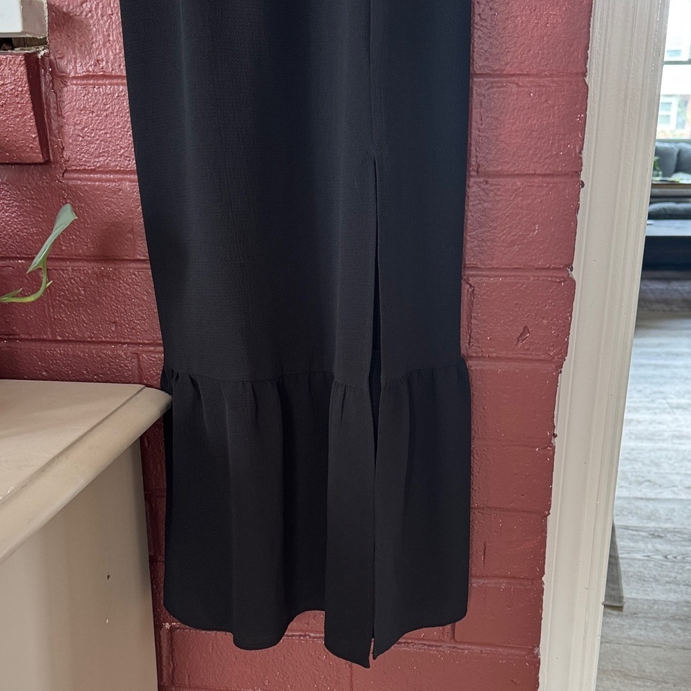 Show Me Your Mumu Black Midi Dress with Smocked Bodice, Flutter Sleeves, & Slit - Picture 4 of 7